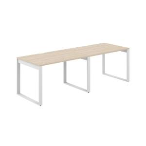 AG.177.AR.V.72.WH / Рабочая станция s-b-s 2400х800х750 / профиль О-образный: 70х20 белый; столешница с вырезом; столешница: акация равелло