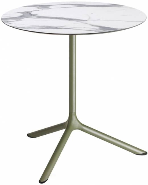 Стол ламинированный обеденный Tripe Maxi оливковый, белый мрамор Каррара Ø800х740 мм Стол ламинированный обеденный Tripe Maxi оливковый, белый мрамор Каррара Ø800х740 мм