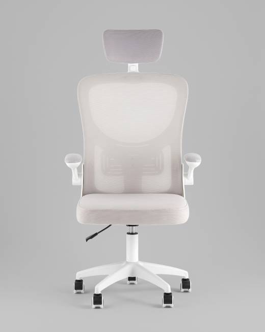 Кресло офисное TopChairs Core серый с подголовником пластик белый