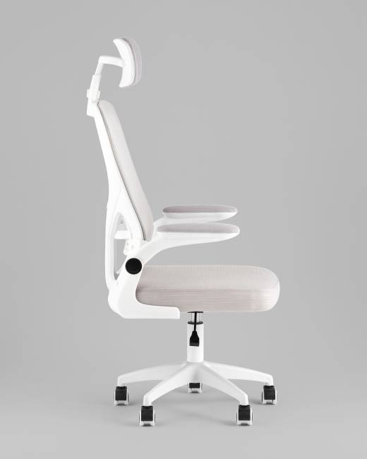 Кресло офисное TopChairs Core серый с подголовником пластик белый