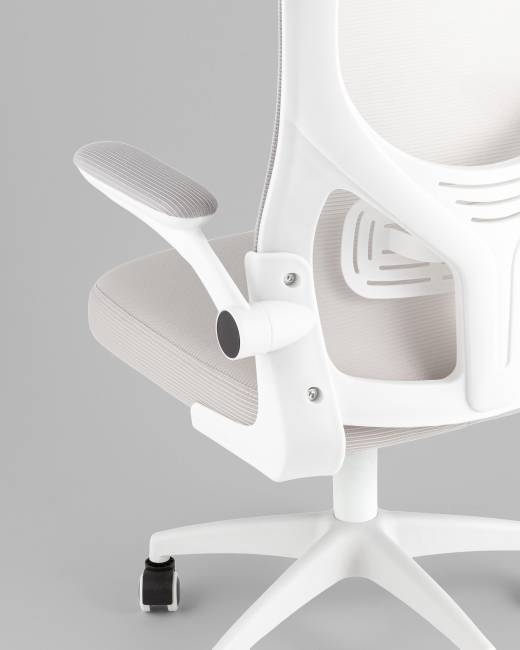 Кресло офисное TopChairs Core серый с подголовником пластик белый