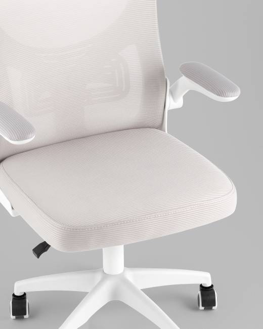 Кресло офисное TopChairs Core серый с подголовником пластик белый