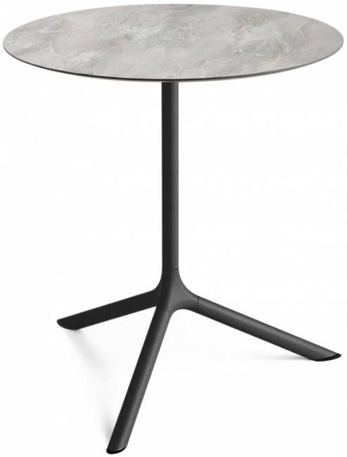 Стол ламинированный обеденный складной Tripe Maxi Folding черный, каменный Ø800х740 мм