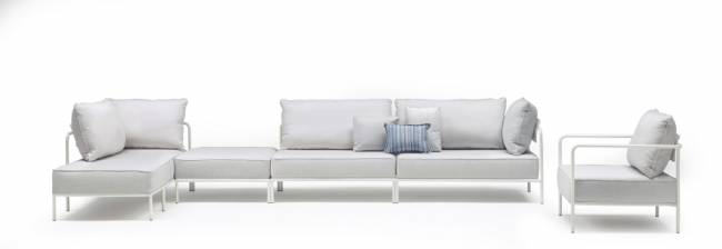 Модуль правый с подушками Flap лен, белый 1800х850х880 мм Модуль правый с подушками Flap лен, белый 1800х850х880 мм