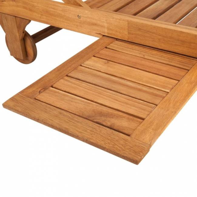 Шезлонг деревянный с матрасом Condao натуральный, синий 2000х705х435 мм