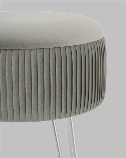 Пуф Астор серебристый серебряные ножки