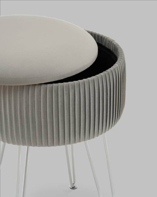 Пуф Астор серебристый серебряные ножки