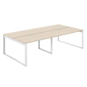 AG.145.AR.L.72.WH  / Рабочая станция 2800х1438х750  / профиль О-образный: 70х20 белый; лючок: серебро; столешница: акация равелло