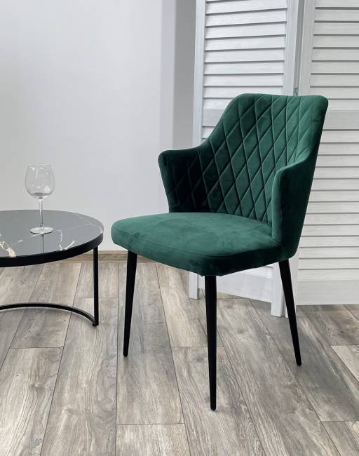 Стул HERMAN ЗЕЛЕНЫЙ #19, велюр / черный каркас М-City