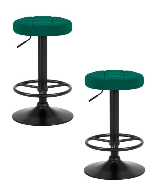 Набор 2 шт Табурет барный DOBRIN BRUNO BLACK, зеленый велюр (MJ9-88)