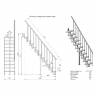 Модульная малогабаритная лестница Линия - Квадро (прямой марш) 2475-2700, Серый