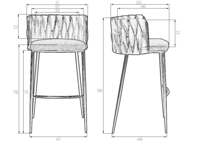 Набор 4 шт Стул барный DOBRIN EMMA GOLD, светло-серый велюр (135-37)