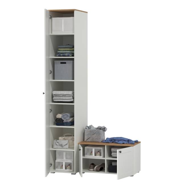 Тумба с пеналом Остин цвет белый шагрень/дуб крафт золотой