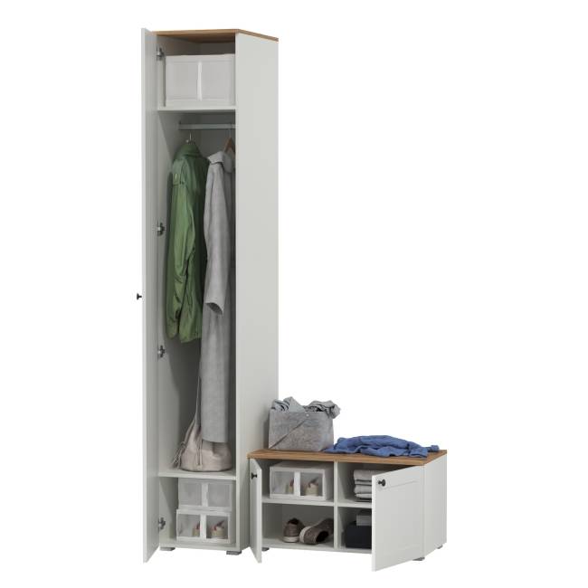 Тумба с пеналом Остин цвет белый шагрень/дуб крафт золотой