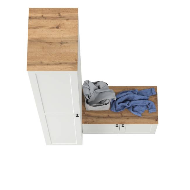 Тумба с пеналом Остин цвет белый шагрень/дуб крафт золотой