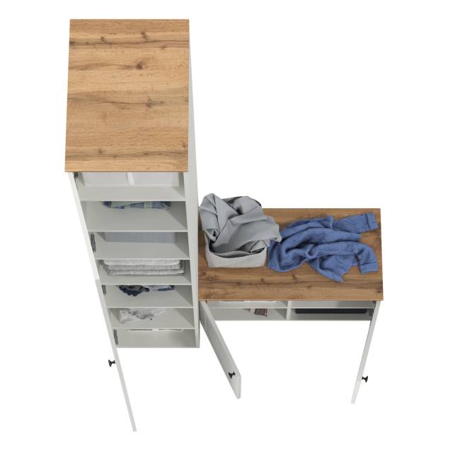 Тумба с пеналом Остин цвет белый шагрень/дуб крафт золотой