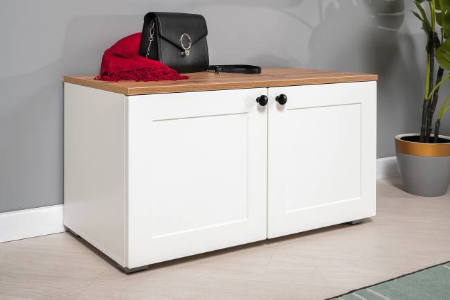 Тумба с пеналом Остин цвет белый шагрень/дуб крафт золотой