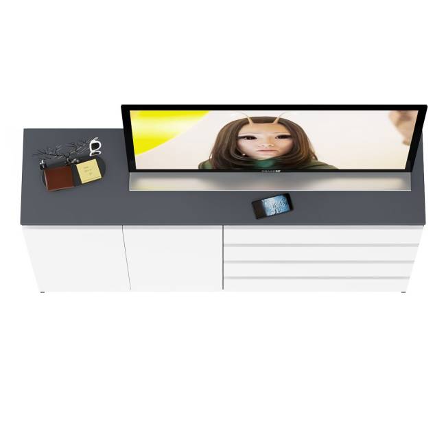 Комод широкий на четыре ящика и две дверки Мори МК1600.1 цвет графит/белый