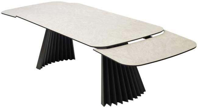 Стол ASTRID 200 TL-102 Бежевый мрамор, испанская керамика / Темно-серый каркас, ®DISAUR