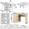 Угловой стол компьютерный Мори МС-16 левый с тумбочкой с ящиком 400 и полкой на 1200 цвет дуб сонома