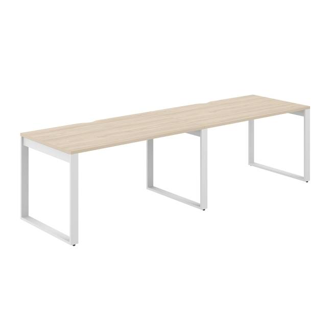 AG.178.AR.V.72.WH / Рабочая станция s-b-s 2800х800х750 / профиль О-образный: 70х20 белый; столешница с вырезом; столешница: акация равелло