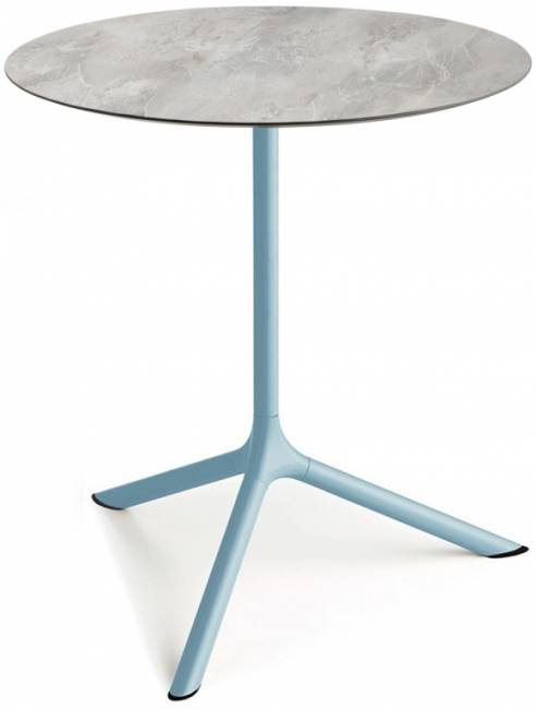 Стол ламинированный обеденный складной Tripe Maxi Folding голубой, каменный Ø800х740 мм