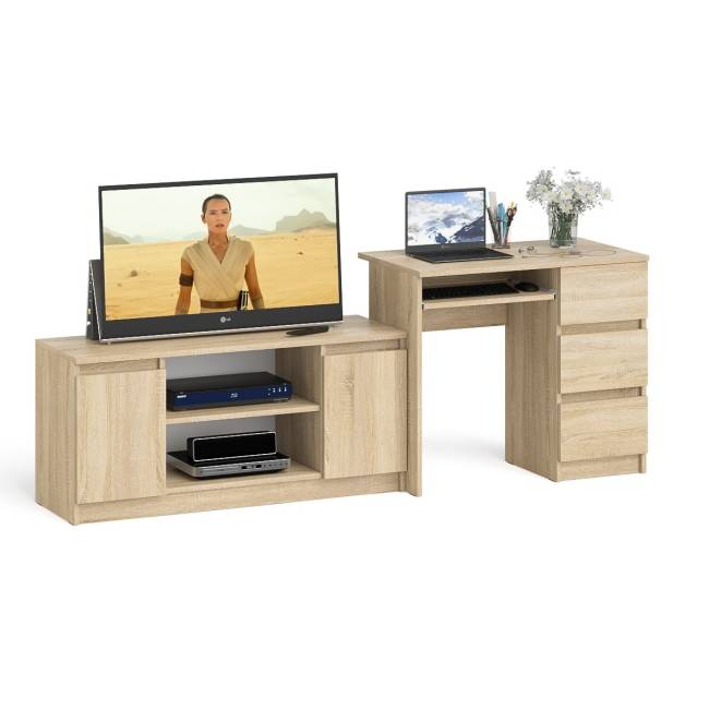 Стол компьютерный МС-6 с тумбой справа и с тумбой на 1200 Мори цвет дуб сонома