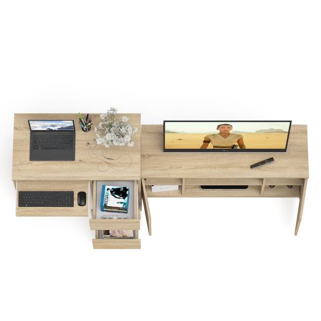 Стол компьютерный МС-6 с тумбой справа и с тумбой на 1200 Мори цвет дуб сонома