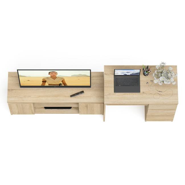 Стол компьютерный МС-6 с тумбой справа и с тумбой на 1200 Мори цвет дуб сонома