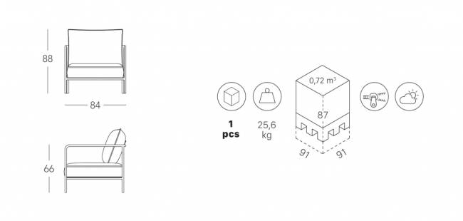 Кресло лаунж c подушкой Flap терракотовый, кремовый 840х840х880 мм
