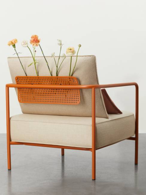 Кресло лаунж c подушкой Flap терракотовый, кремовый 840х840х880 мм