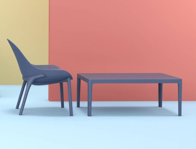 Лаунж-кресло пластиковое Sky Lounge темно-серый 600х710х830 мм