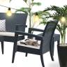 Кресло пластиковое плетеное с подушкой Miami Lounge Armchair антрацит 720х760х890 мм Кресло пластиковое плетеное с подушкой Miami Lounge Armchair антрацит 720х760х890 мм