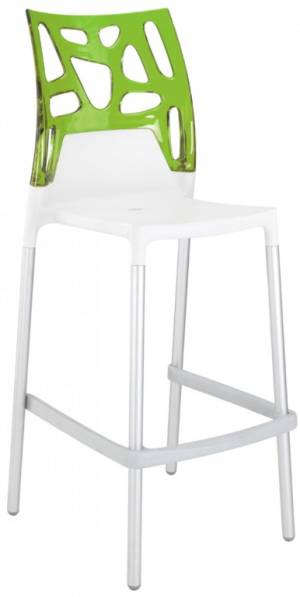 Стул пластиковый барный Ego-Rock Bar сатинированный алюминий, белый, зеленый 480х540х1130 мм