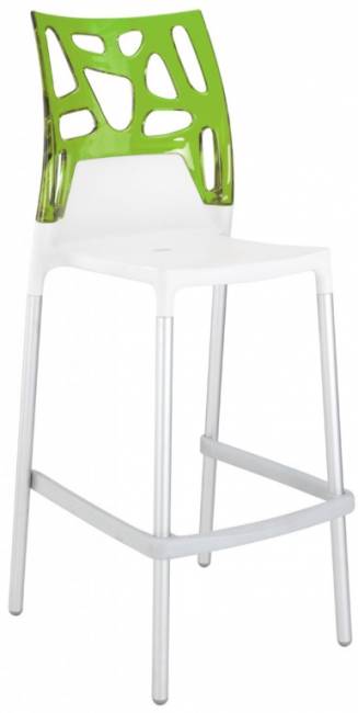 Стул пластиковый барный Ego-Rock Bar сатинированный алюминий, белый, зеленый 480х540х1130 мм