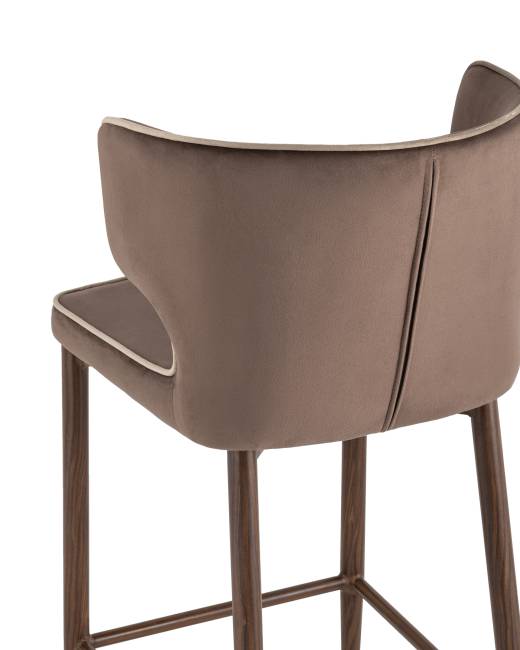 Стул полубарный Матео с кантом велюр коричневый ножки дерево