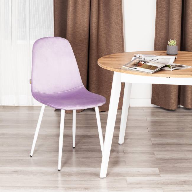 Стул BREEZE (mod. JSC-58) / 1 шт. в упаковке Велюр/металл , 44 х 53 х 86 см, Lavender (лавандовый) HLR26 / белый лавандовый Велюр/металл