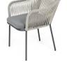 "Лион" стул плетеный из роупа, каркас из стали темно-серый (RAL7024) муар, роуп серый меланж круглый, ткань серая 017