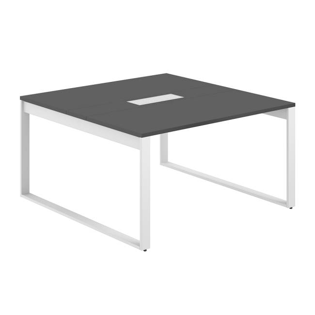 AG.2-1414.AN.72.WH.AN / Стол для переговоров 1400х1438х750 / профиль О-образный: 70х20 белый; лючок: серебро; столешница: антрацит вставка антрацит
