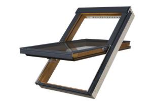 Ламинированное пластиковое мансардное окно PTP-V /GO U3 "Золотой дуб"