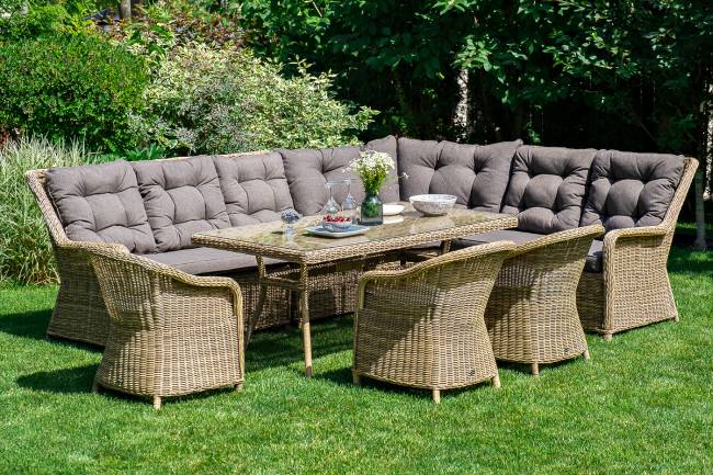 "Базелла" обеденная группа из искусственного ротанга, цвет соломенный "Базелла" обеденная группа из искусственного ротанга, цвет соломенный