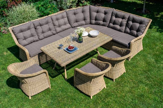 "Базелла" обеденная группа из искусственного ротанга, цвет соломенный "Базелла" обеденная группа из искусственного ротанга, цвет соломенный