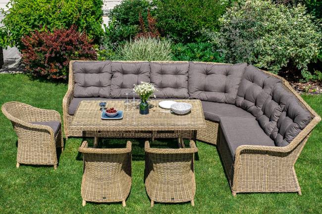 "Базелла" обеденная группа из искусственного ротанга, цвет соломенный "Базелла" обеденная группа из искусственного ротанга, цвет соломенный