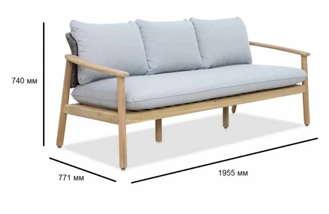 Диван деревянный трехместный с подушками Freeport песочный, угольный, серый 1955х771х740 мм Диван деревянный трехместный с подушками Freeport песочный, угольный, серый 1955х771х740 мм