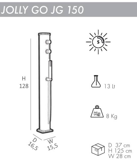 Душ солнечный для ног Jolly Go JG 150 165х155х1280 мм Душ солнечный для ног Jolly Go JG 150 165х155х1280 мм