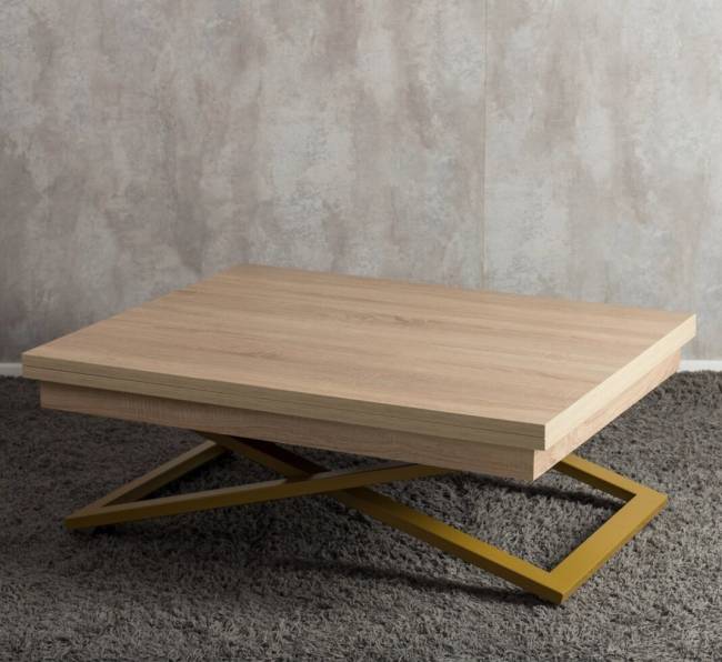 Стол-трансформер Левмар Cross D89/S90 Дуб Сонома/золото Стол-трансформер Левмар Cross D89/S90 Дуб Сонома/золото