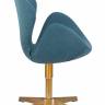 Кресло дизайнерское DOBRIN SWAN, синяя ткань IF6, золотое основание
