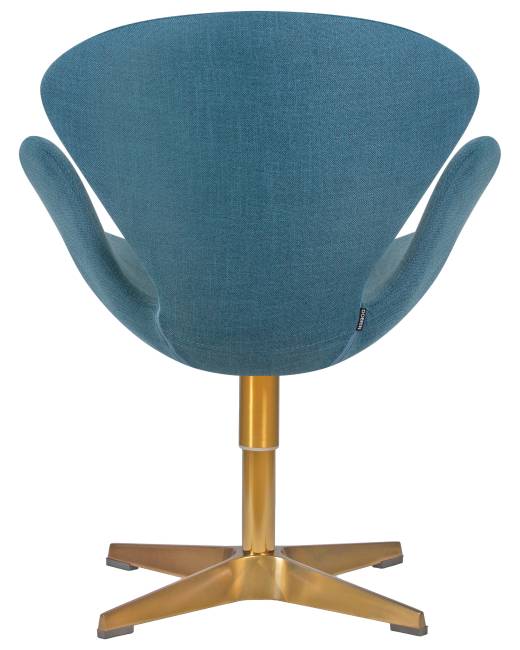 Кресло дизайнерское DOBRIN SWAN, синяя ткань IF6, золотое основание