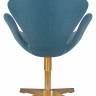 Кресло дизайнерское DOBRIN SWAN, синяя ткань IF6, золотое основание