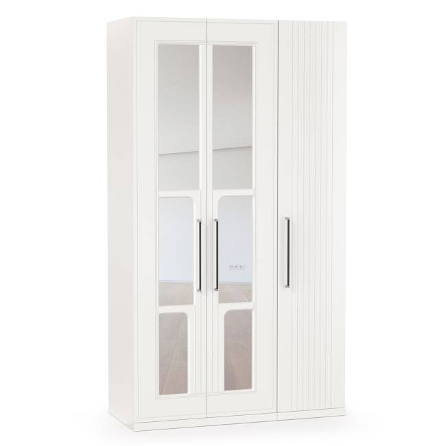 Шкаф для одежды 3-х створчатый с зеркалами Валенсия цвет белый шагрень